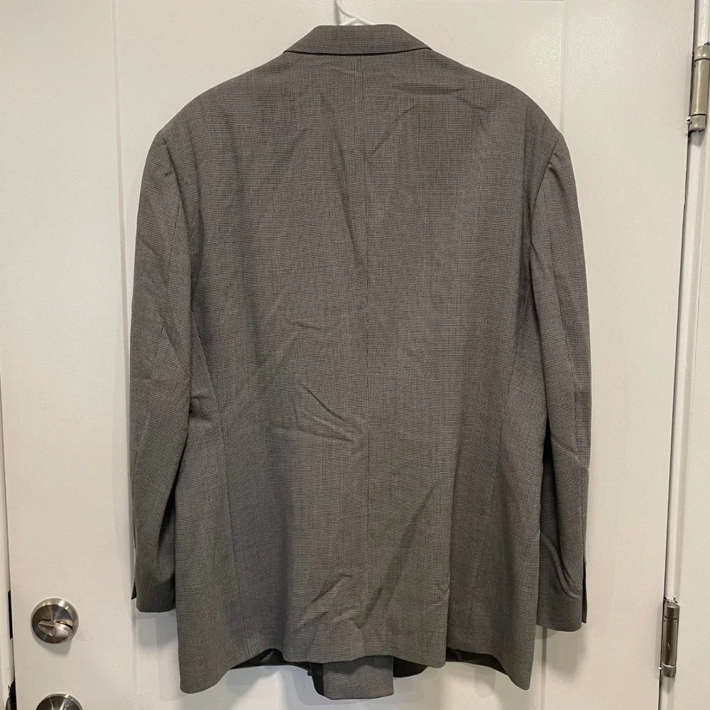 Racquet Club Men Grey Wool Double Breasted Blazer Jacket Peak Lapel 44R USA Made